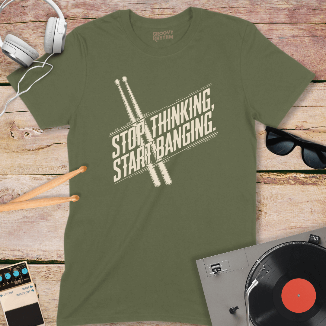 Stop Thinking Start Drumming Tee