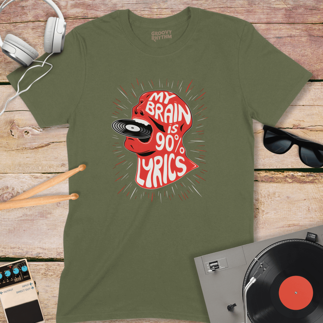 My Brain is 90% Lyrics Tshirt